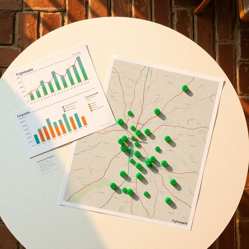 Analiza rynku nieruchomości i mapa Trójmiasta na białym stole