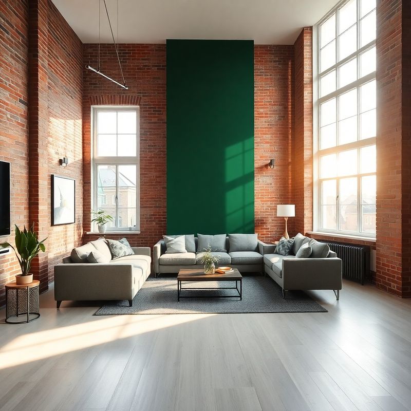 Jasny salon w gdańskim apartamencie ze ścianą w kolorze emerald